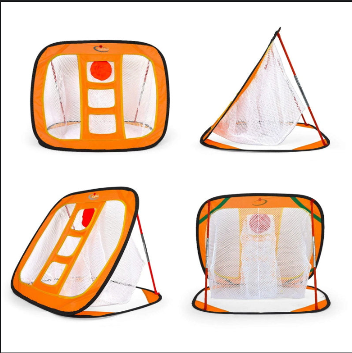 Golf-Chipping-Netz-Trainingshilfen mit Schaumstoff-Trainingsbällen (12 Stück) | 25''X25''X20'' | Orange | Fliegen Outdoor