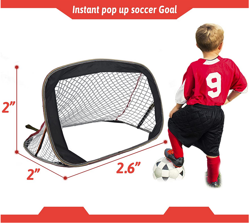 Kinder-Fußballtor, Pop-Up-Fußballtor, faltbares Fußballnetz für Kinder im Hinterhof, 2er-Pack enthalten und ausgestattet mit einer Tragetasche