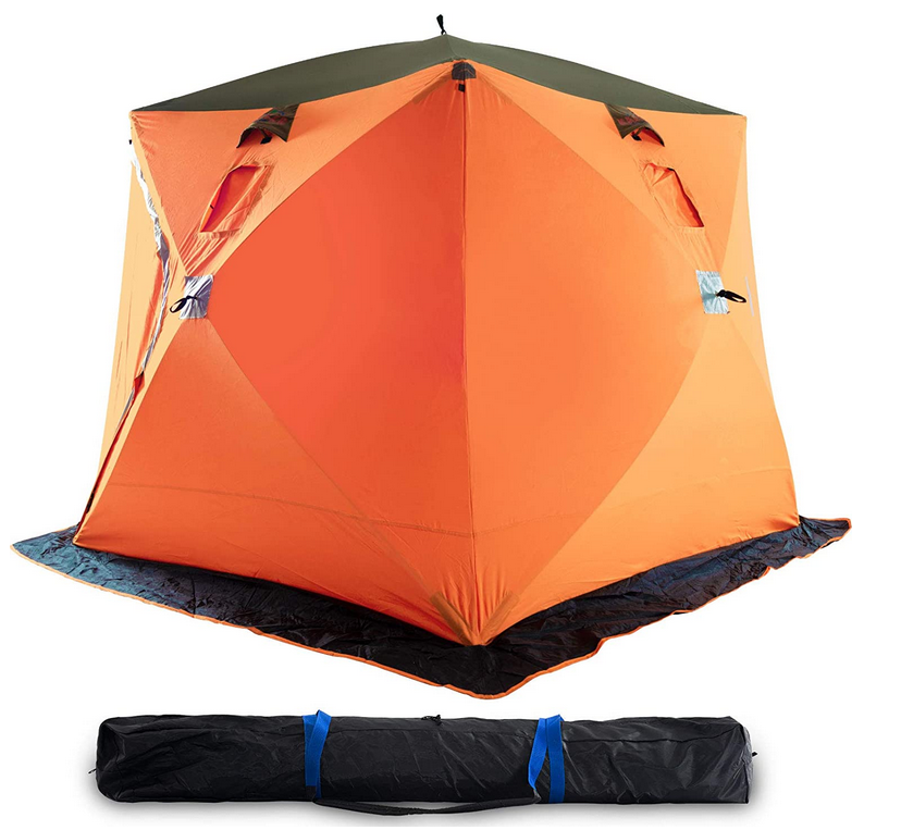 Ice Fishing Shelter, tragbares Eisangelzelt für 3-4 Personen mit Tasche, wasserabweisendes und windbeständiges Schnellangelzelt