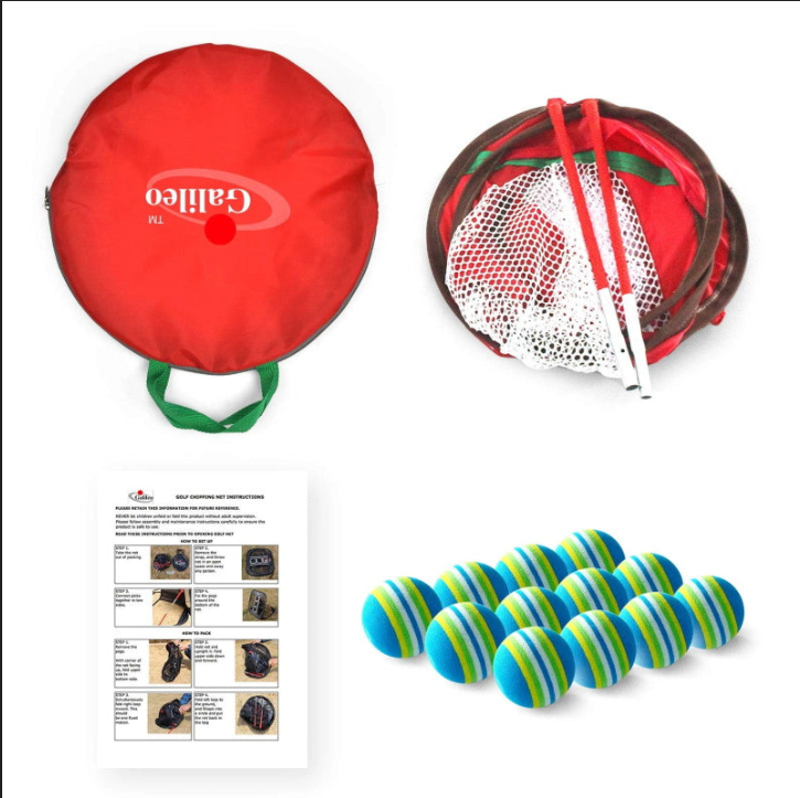 Golf-Chipping-Netz-Trainingshilfen mit Schaumstoff-Trainingsbällen (12 Stück) | 25''X25''X20'' | Rot | Fliegen Outdoor