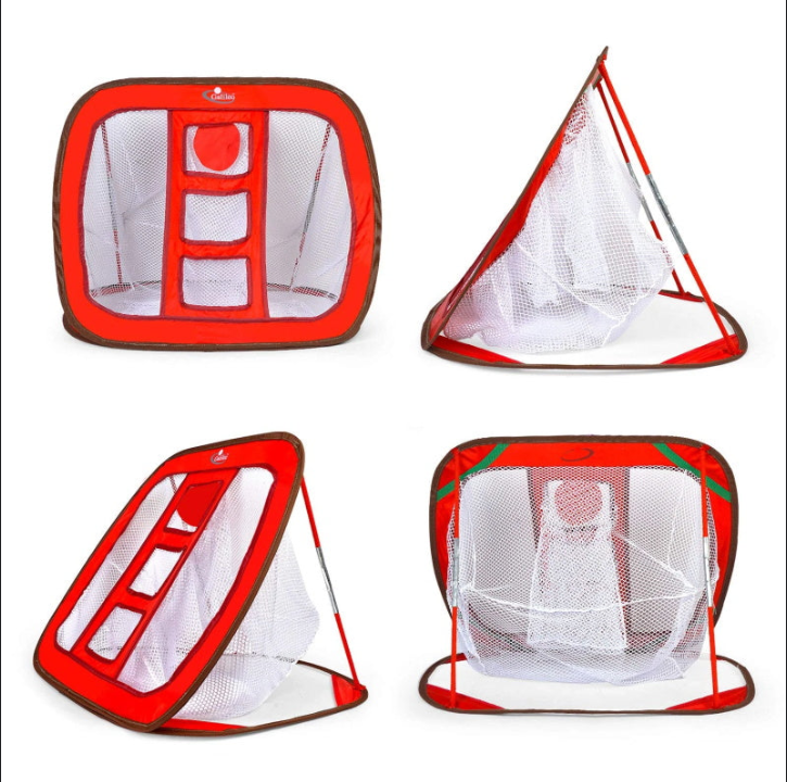 Golf-Chipping-Netz-Trainingshilfen mit Schaumstoff-Trainingsbällen (12 Stück) | 25''X25''X20'' | Rot | Fliegen Outdoor