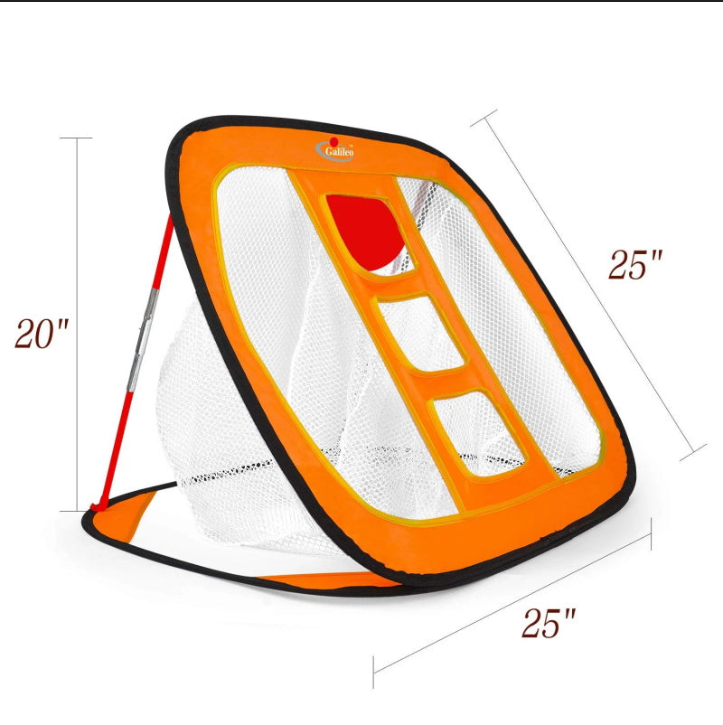 Golf-Chipping-Netz-Trainingshilfen mit Schaumstoff-Trainingsbällen (12 Stück) | 25''X25''X20'' | Orange | Fliegen Outdoor