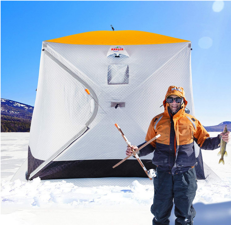Ice Fishing Shelter, tragbares Eisangelzelt für 3-4 Personen mit Tasche, wasserabweisendes und windbeständiges Schnellangelzelt