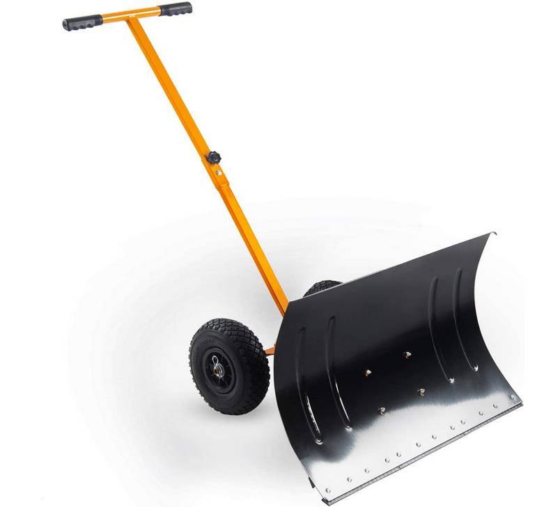 Rollender Schneeschieber, 29 "x 19" Schneeschaufel mit Rädern Auffahrt, Handschiebe-Schneebeseitigungswerkzeug