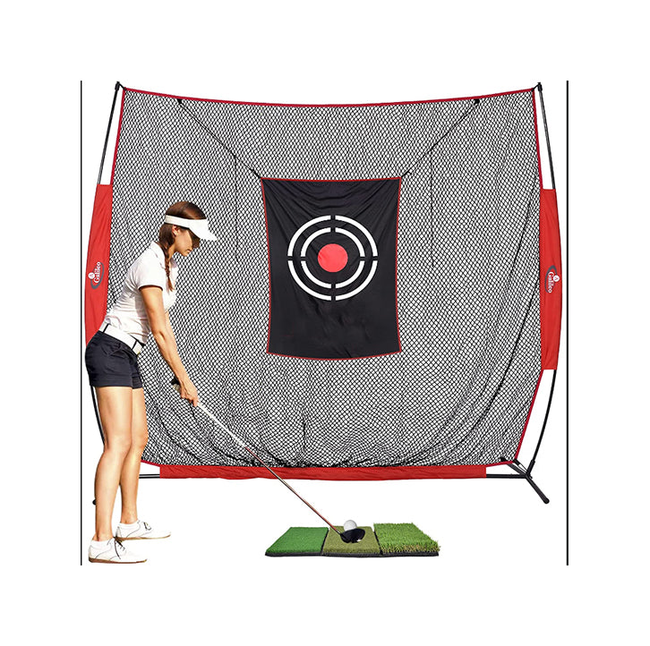 Golfnetz Golf-Schlagnetz für Hinterhof-Trainingsgeräte | 7'x8' | mit Golfmatte | Fliegen Outdoor