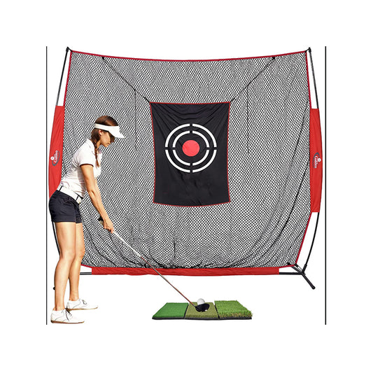 Golfnetz Golf-Schlagnetz für Hinterhof-Trainingsgeräte | 7'x8' | mit Golfmatte | Fliegen Outdoor